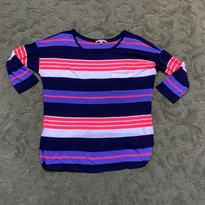 (Bin 6)  GAP 3/4 sleeve soft striped t-shirt-L